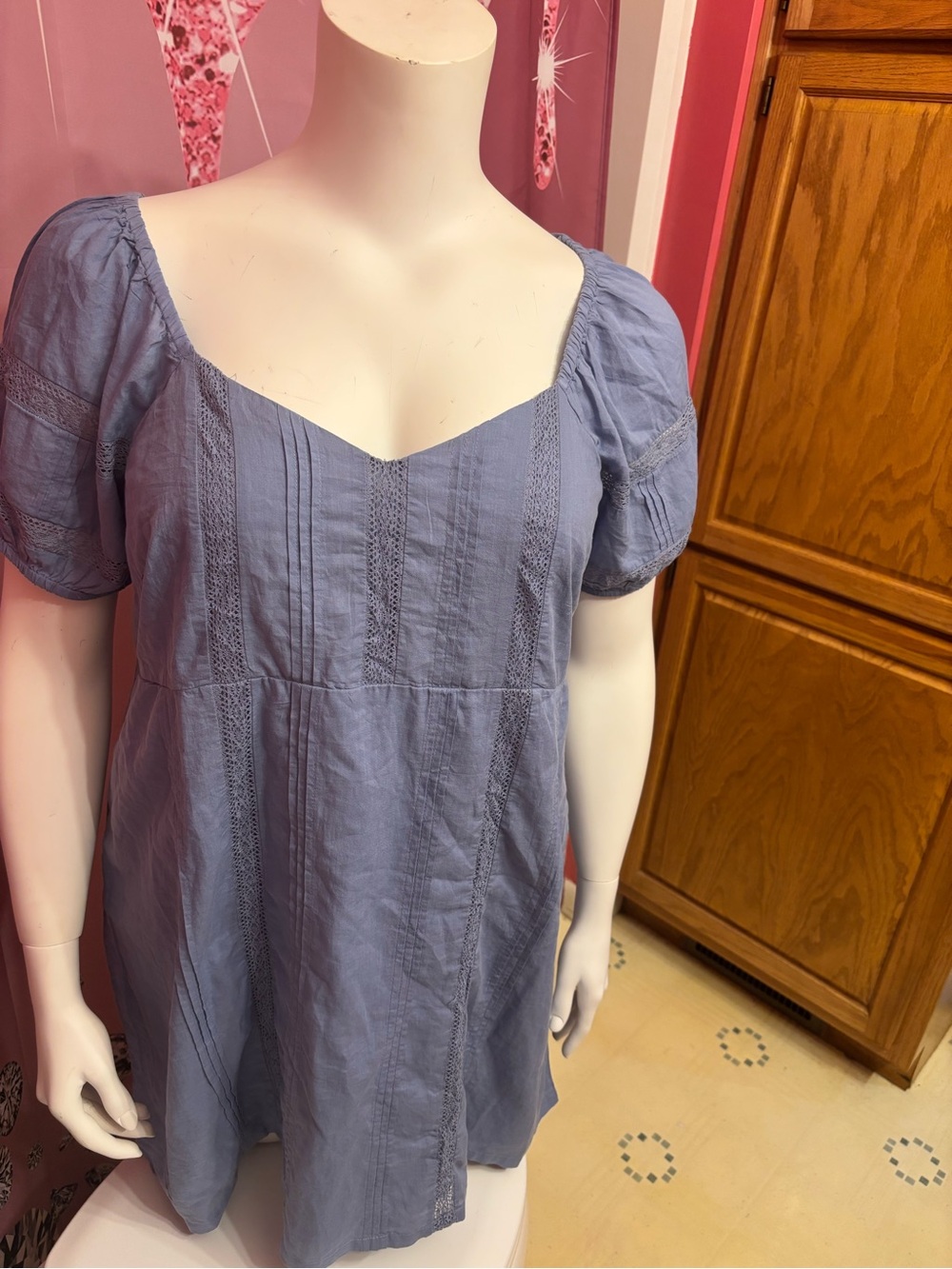 Universal Thread Dusty Blue Pintuck Peasant Tunic